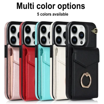 Bolsa de embreagem crossbody titular anel de luxo caso de telefone de couro falso para iphone 6s 7 7s 8 plus x xr xs max 11 12 13 14 mini pro max